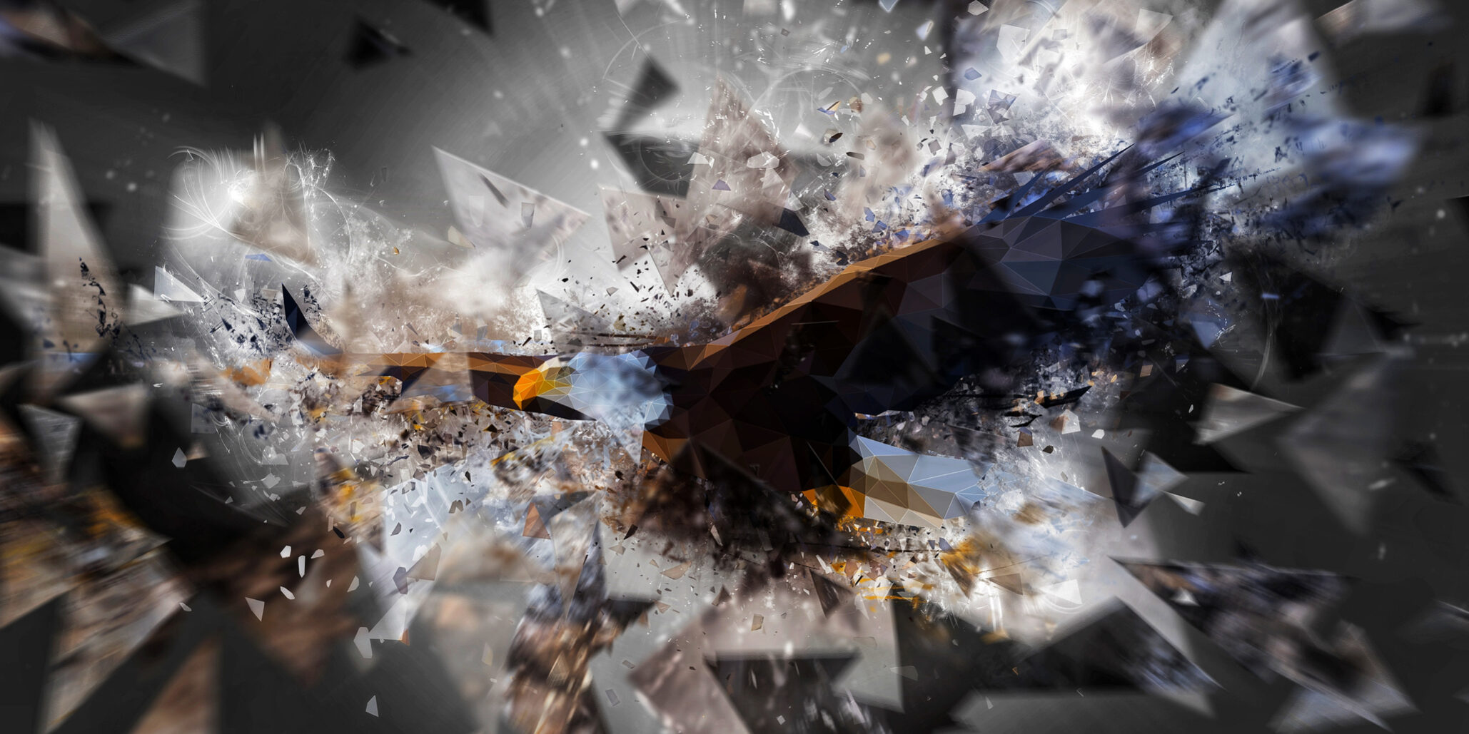 Artistic flapping bird illustration